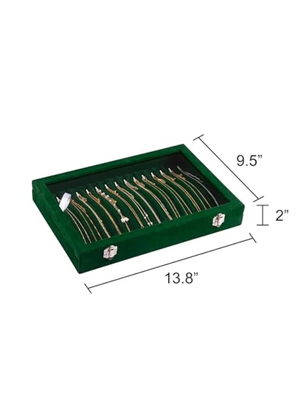 15 Hooks Necklace Organizer,Velvet Necklace Holder Tray with Lid | Jewelry Box